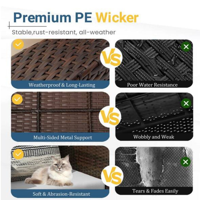 7 Piece Outdoor Dining Set With Cushions, Modular Sectional Sofa And Table