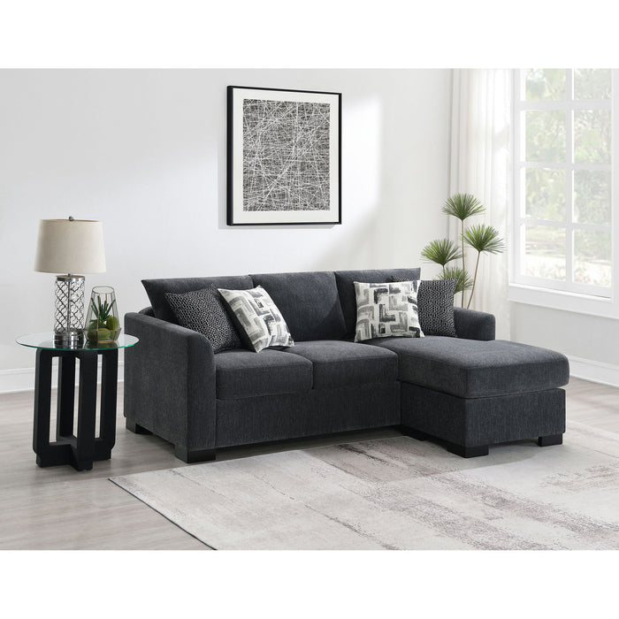 Pacheco - Upholstered Sleeper Sectional Chaise Sofa With Pocket Coils And Reversible Cushions - Dark Gray