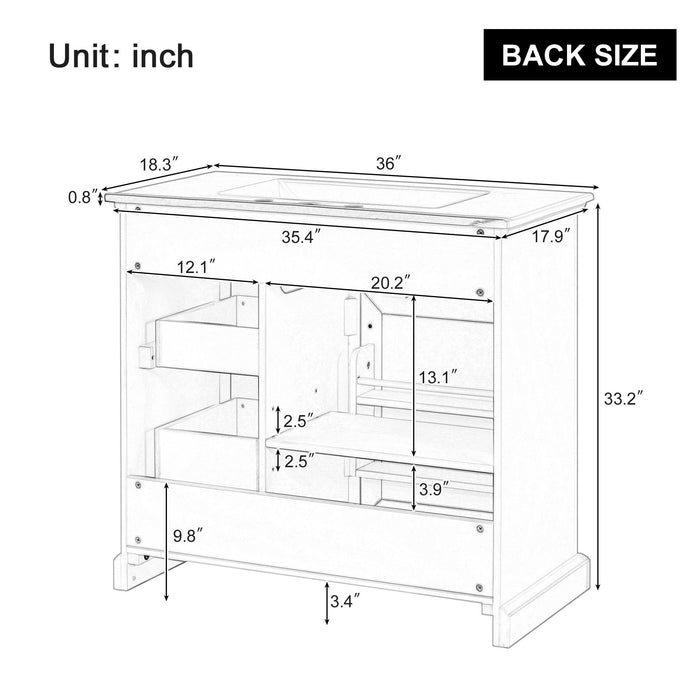 Bathroom Vanity With Sink, 2 Tip Out Drawers, Soft Close Hinges - Gray