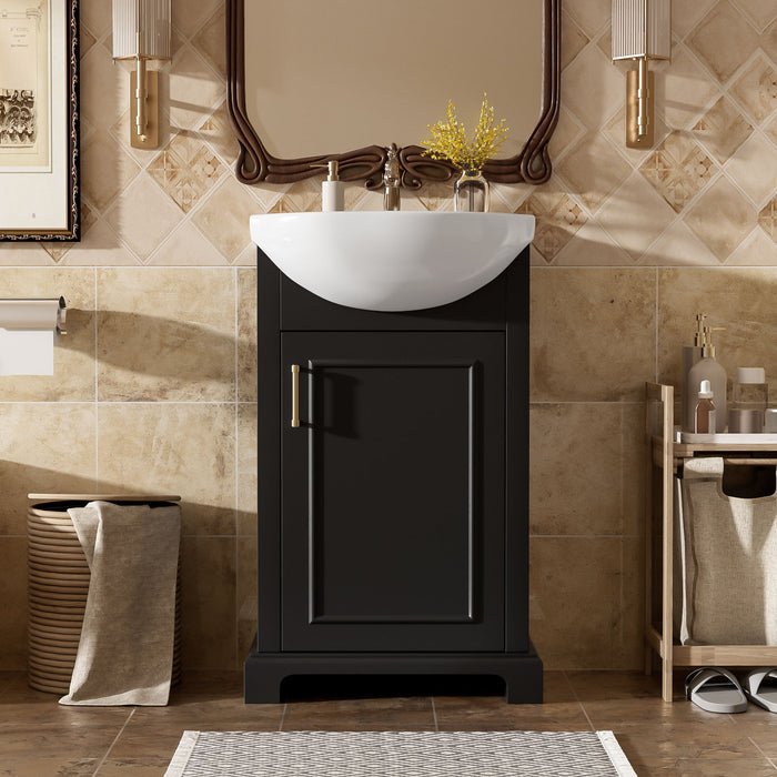 20" Bathroom Vanity With Bulged Sink, Freestanding Single Vanity Set, Soft Close Door