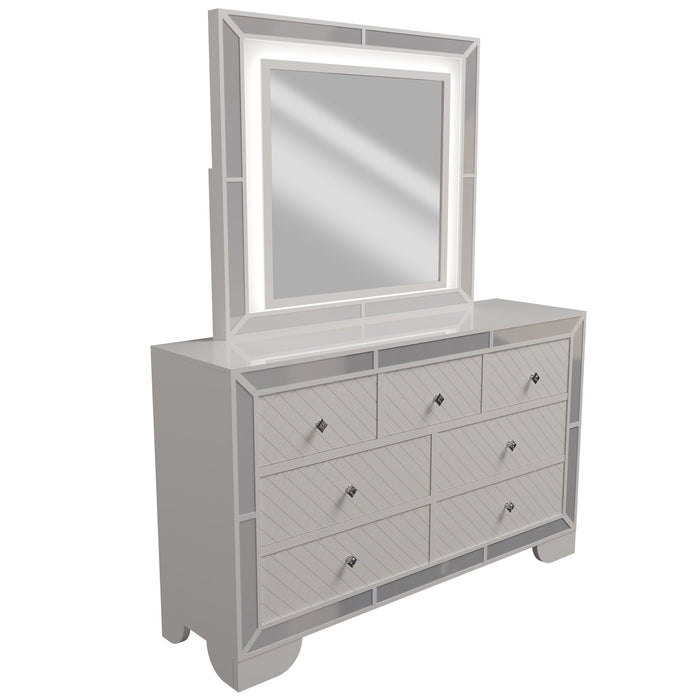1 Piece Dresser With Diamond-Shaped Knob Handles, Bedroom Furniture - Cream