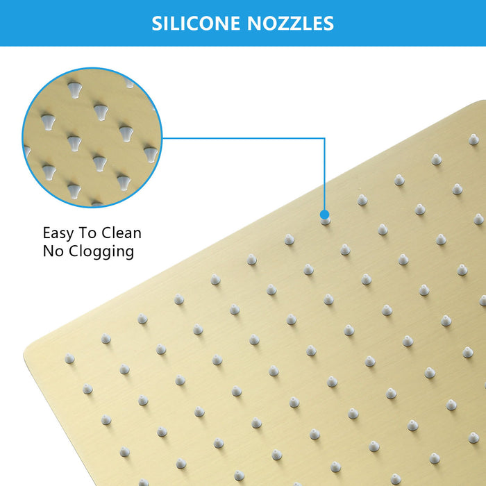 Modern 10" Square Rainfall Shower Head & Stainless Steel Wall Or Ceiling Mount Luxury Spa Shower Panel