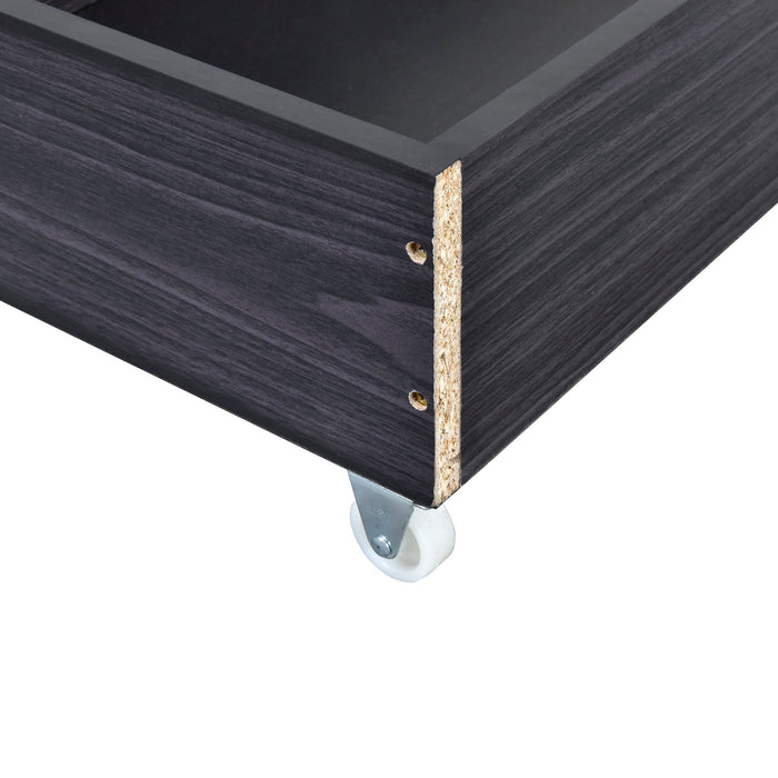 Upholstered Platform Bed With LED Frame, With Trundle And 2 Drawers