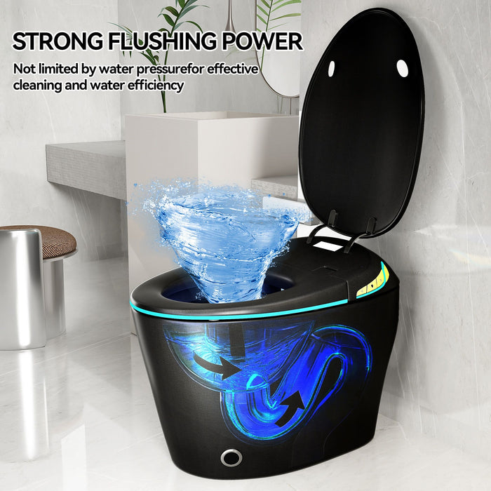 Unique Smart Toile With Built In Bidet, Auto Open / Close Seat, Foot Sensor, LED Display, Night Light, Warm Water & Dryer Ceramic