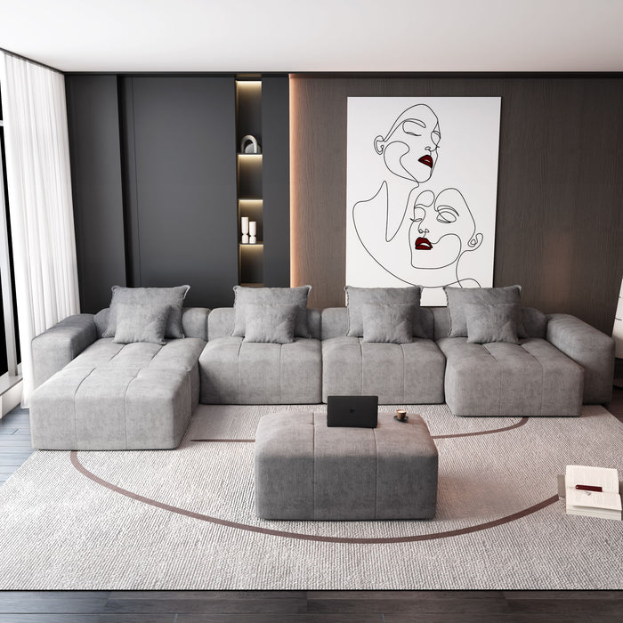 Modern Oversized, Modular Sectional Sofa With Pillows