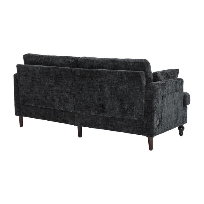 Chenille 2 Seater Sofa With LED Light, USB Charging Port, And Storage Bag