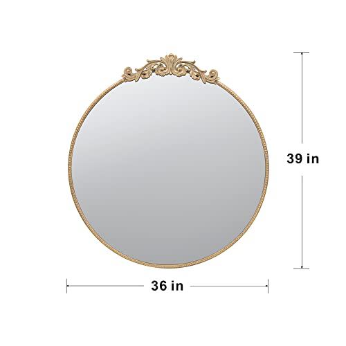 Classic Design Mirror With Baroque Inspired Frame For Bathroom, Entryway Console Lean Against Wall
