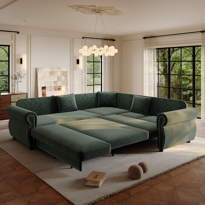 L-Shaped Sofa Couch With Pull-Out Bed