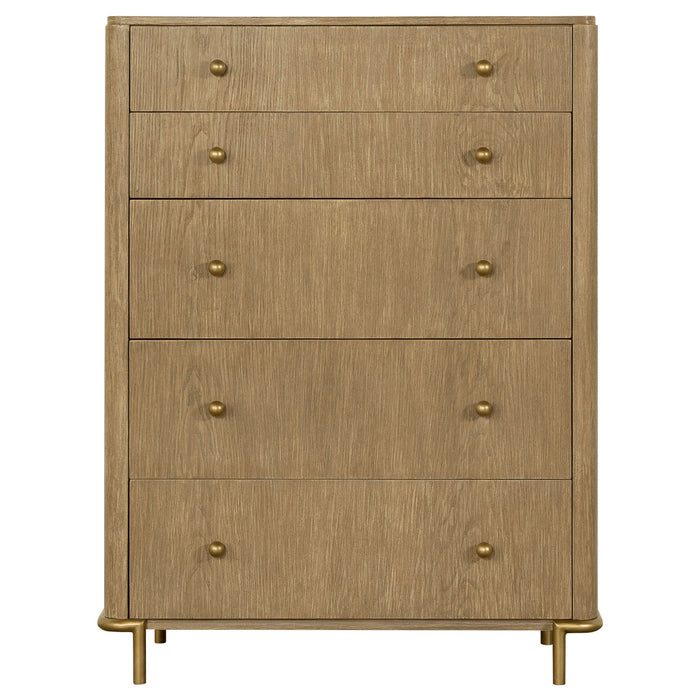 Stevie - Rectangular 5 Drawer Chest - Sand