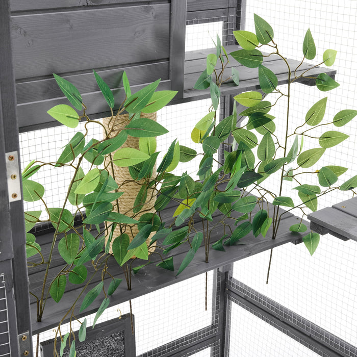 Outdoor Cat House, Diy Cat Enclosure Catio With Double Enter Doors