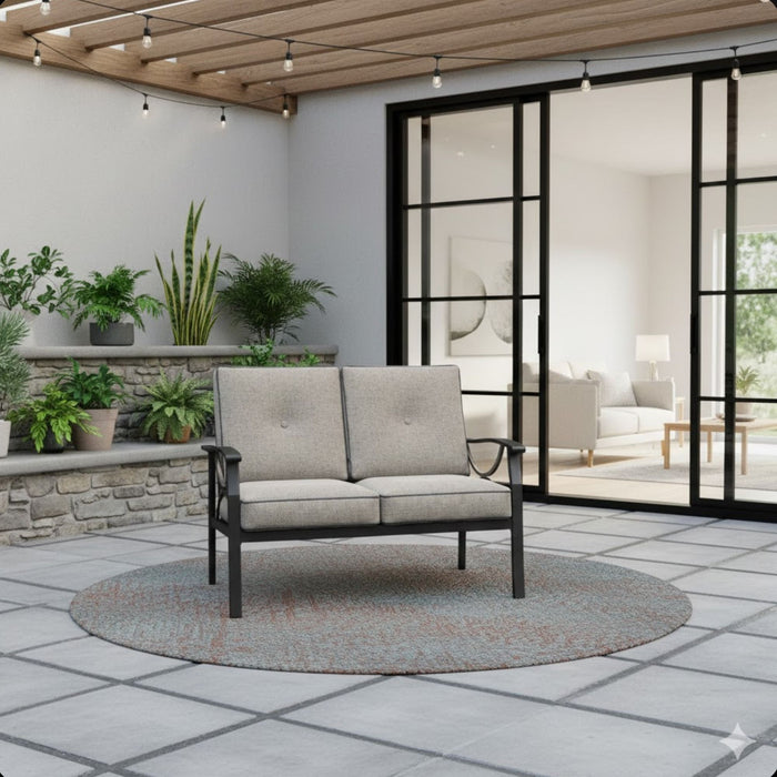 All Weather Loveseat 2 Seats Sofa With Cushions - Light Khaki / Beige