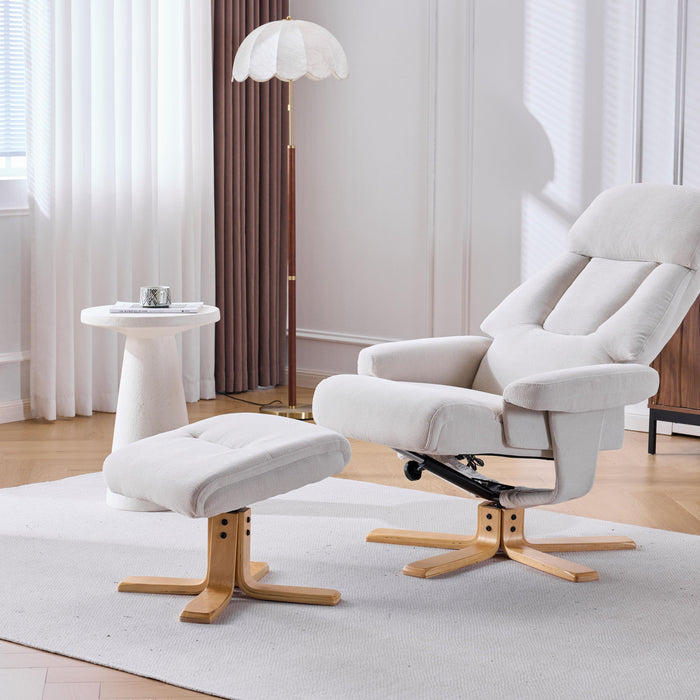 Upholstered Heated Massage 360° Swivel Accent Chair With Ottoman