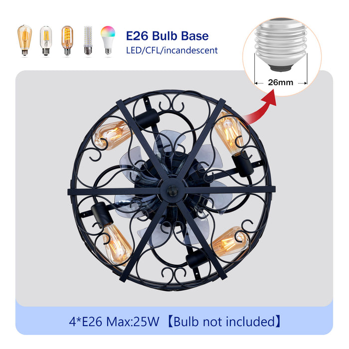 Mounting Type Ceiling Fan, Reversible Motor, DC Remote Control, 6 Speed Ceiling Fan - Matte Black