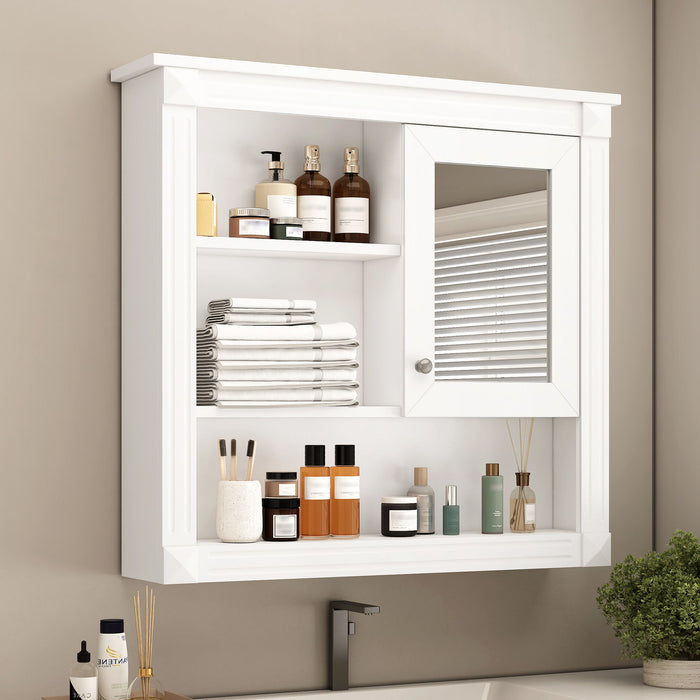Wall-Mounted Bathroom Cabinet With Mirror And Adjustable Shelves