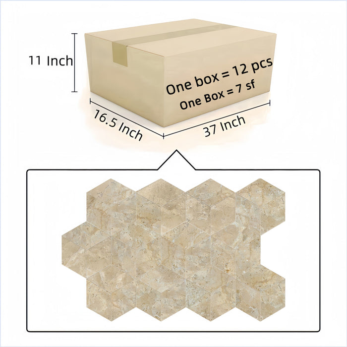 Hexagon Natural Marble Polished Tile For Wall And Floor (Set of 12)