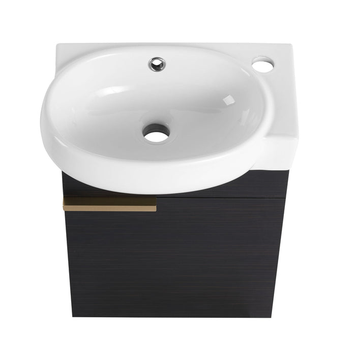 Soft Close Doors Bathroom Vanity With Sink, Compact Wall Mounted Design Basin
