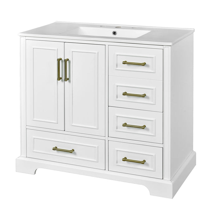 Traditional Bathroom Vanity With Soft Close Doors And Drawers