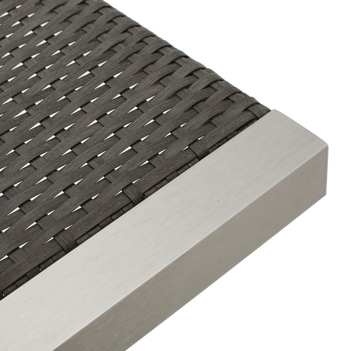 Cape - Coral Wicker C Shaped Table Modern DesignRattan And Aluminum Frame - Brown