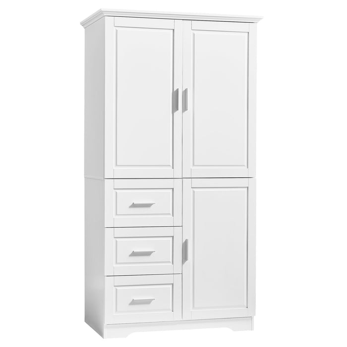 Tall And Wide Storage Cabinet With Doors, 3 Drawers