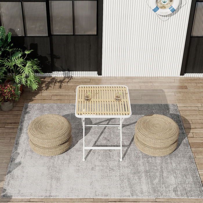 Modern Folding Square Table, Water Proof And Wear Resistant - Apricot / White