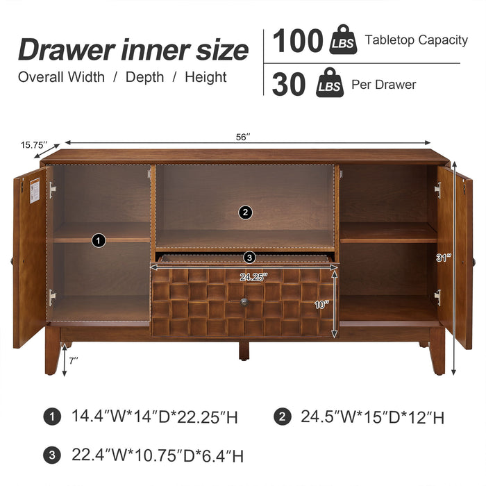 TV Stand With 3D Wood Texture - Brown