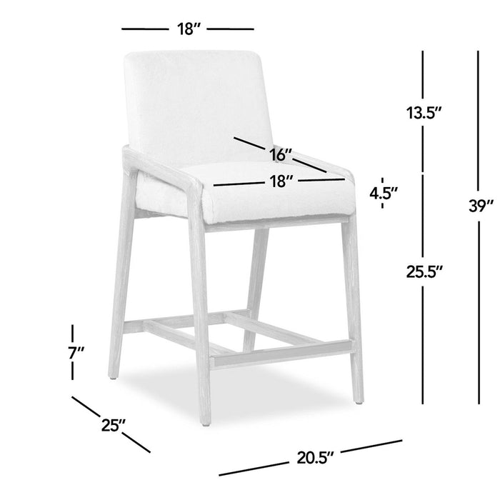 Arizona - Solid Ash Upholstered Counter Stool With Rope Detail - Creme De La Creme White