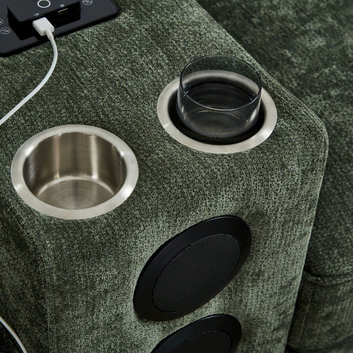 Modern Sectional Sofa U-Shaped With Movable Ottomans, Bluetooth Speakers, LED Lights And Modular Storage