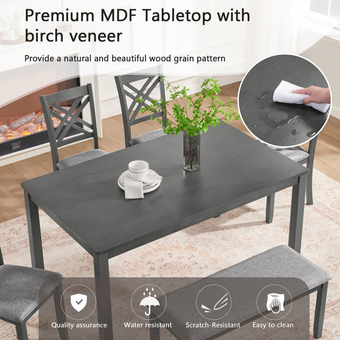 Kitchen Dining Set, Rectangular Dining Table & Upholstered Chairs