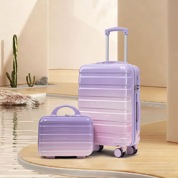 Luggage Set 14" / 20" With Combination Lock And Cosmetic Case