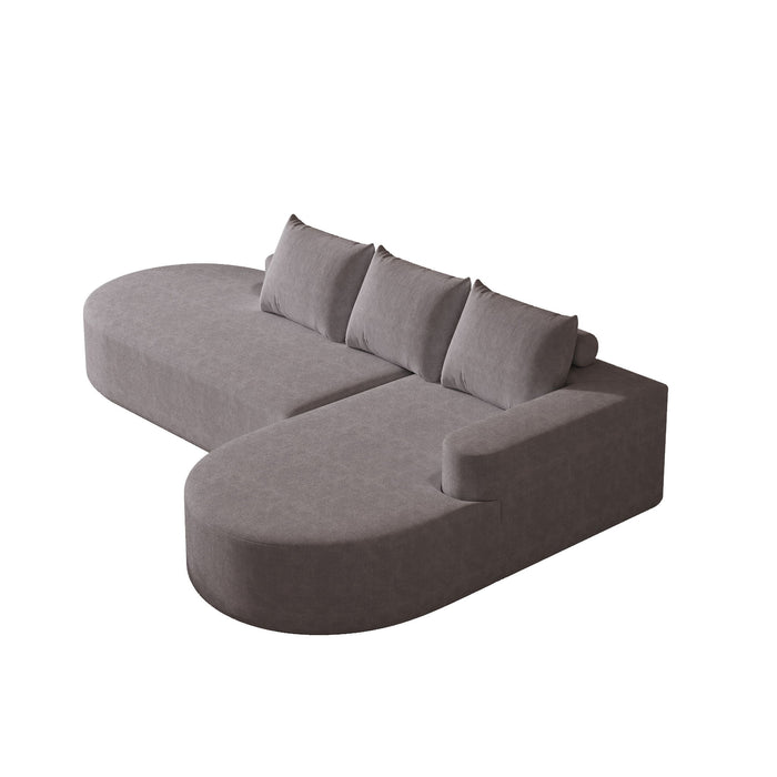Modern Curved Sofa, L-Shaped Modular Sectional Set With 3 Pillows