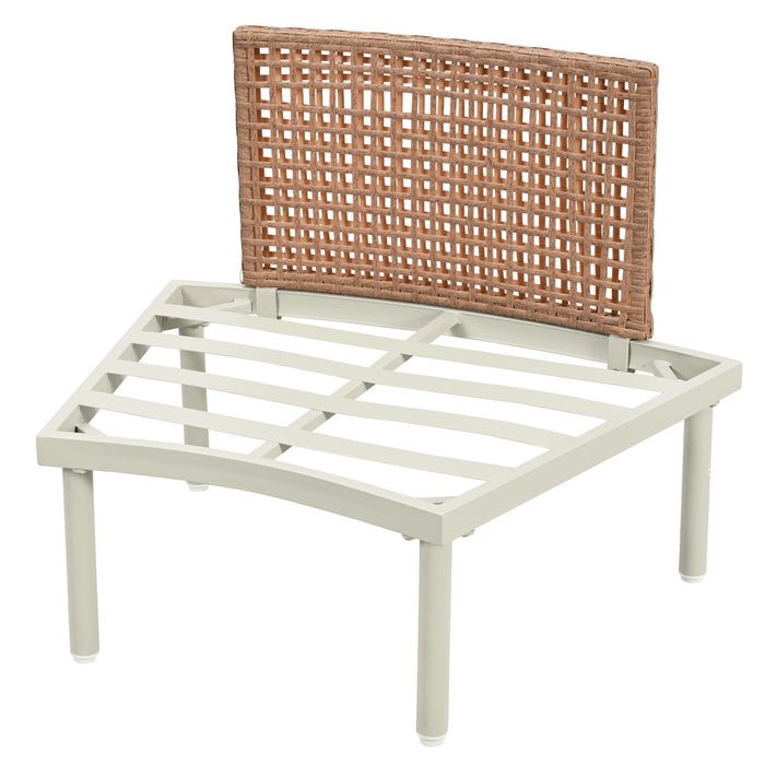 6 Piece Patio Set, Half Moon Outdoor Sectional Sofa With 2 High Low Coffee Tables, 4 Pillows & Cushions