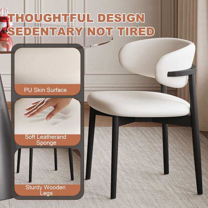 Round Dining Table With Tempered Glass Top - Black / Brown