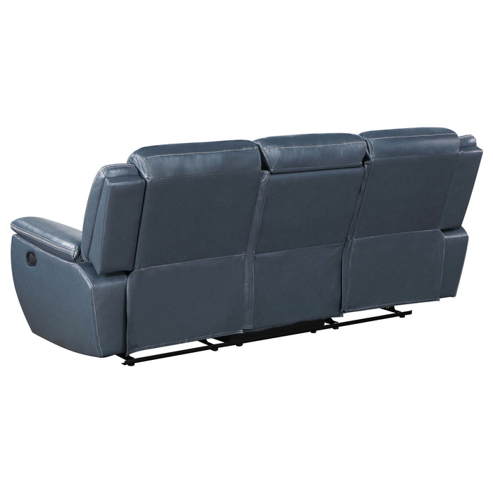 Stanwicke - Motion Reclining Sofa With Drop Down Table - Blue