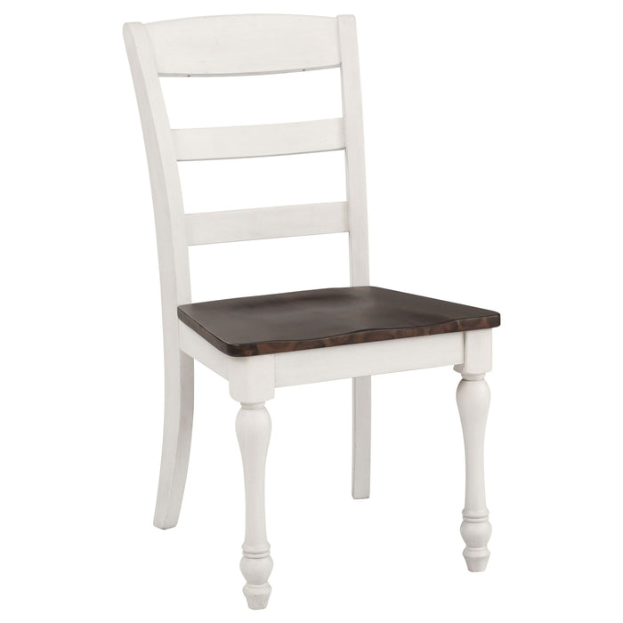 Ladder Back Side Chair With Saddle Seat (Set of 2) - White