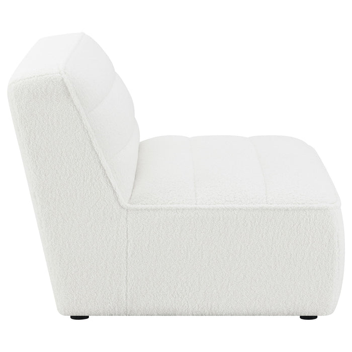 Bonnie - Upholstered Armless Chair With Channel Tufting - Ivory