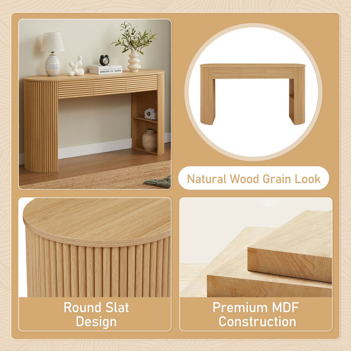 Retro Console Table With Storage, 3 Drawers