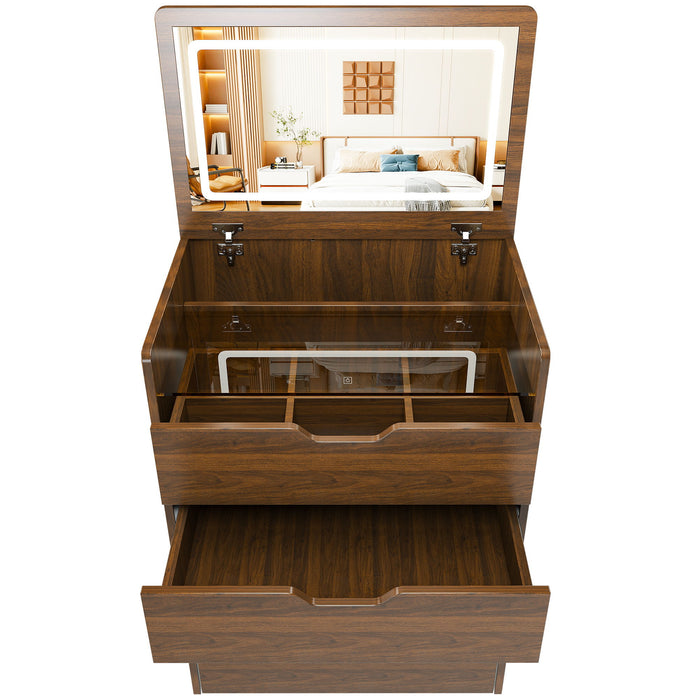 Vanity Desk With Lighted Mirror & Stool