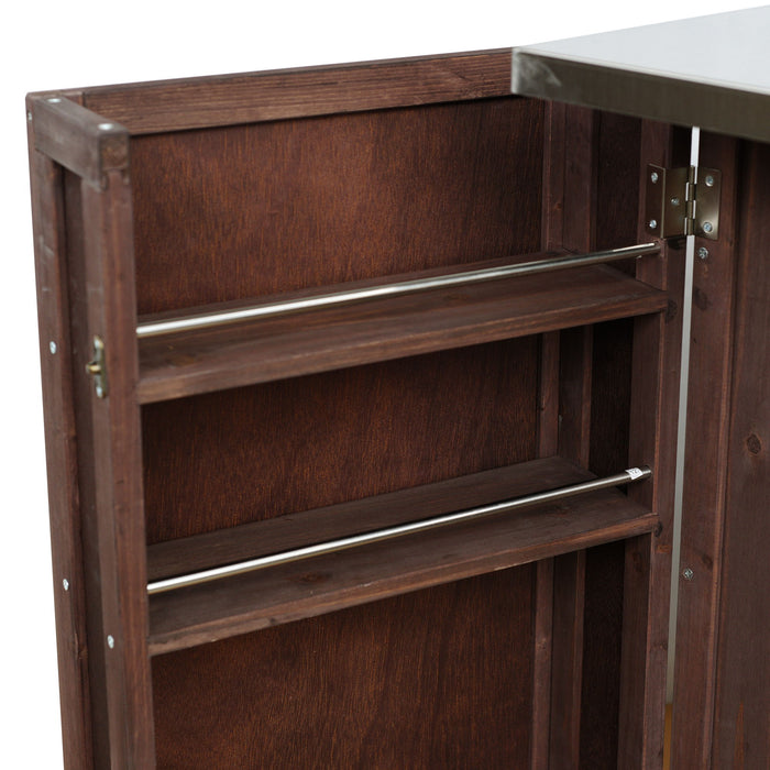 Outdoor Kitchen Island Prep Station With Lockable Wheels, Ample Storage, Towel & Spice Racks