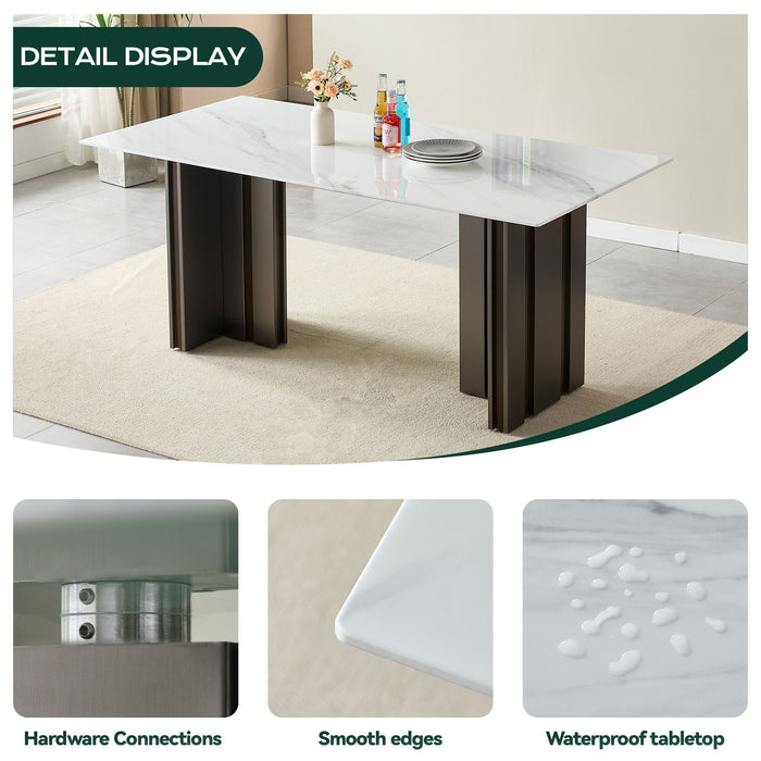 Rectangular Dining Table - Gray / White