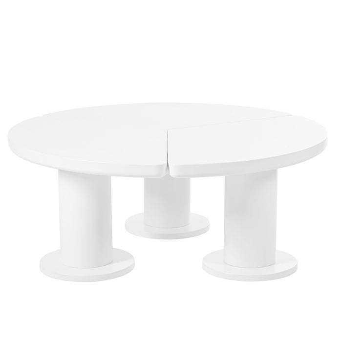 Round Petal Shaped Coffee Table With 3 Thick Legs