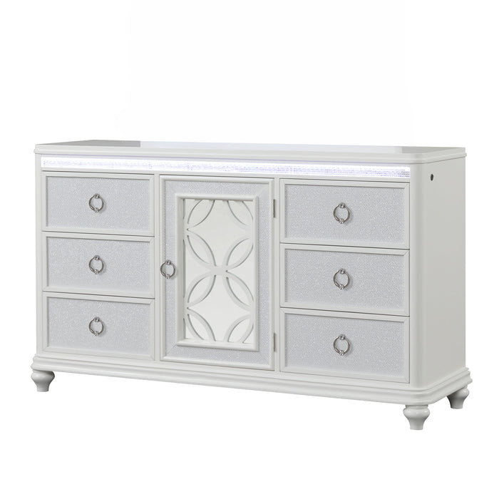 Abigale - 6 Drawer Dresser With LED (Includes Dresser Only, Mirror Not Included) - White