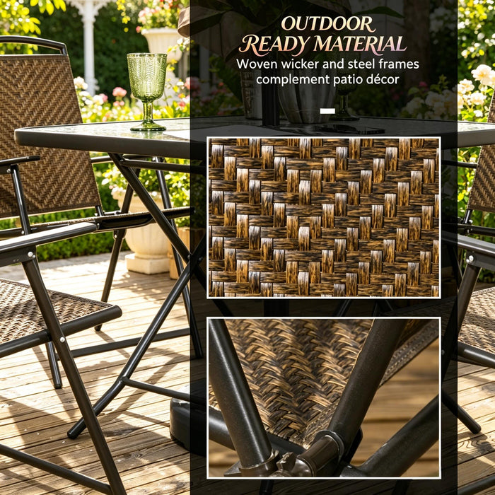Outdoor Furniture Set, Foldable Patio Dining Set With Table And Chairs - Dark Brown