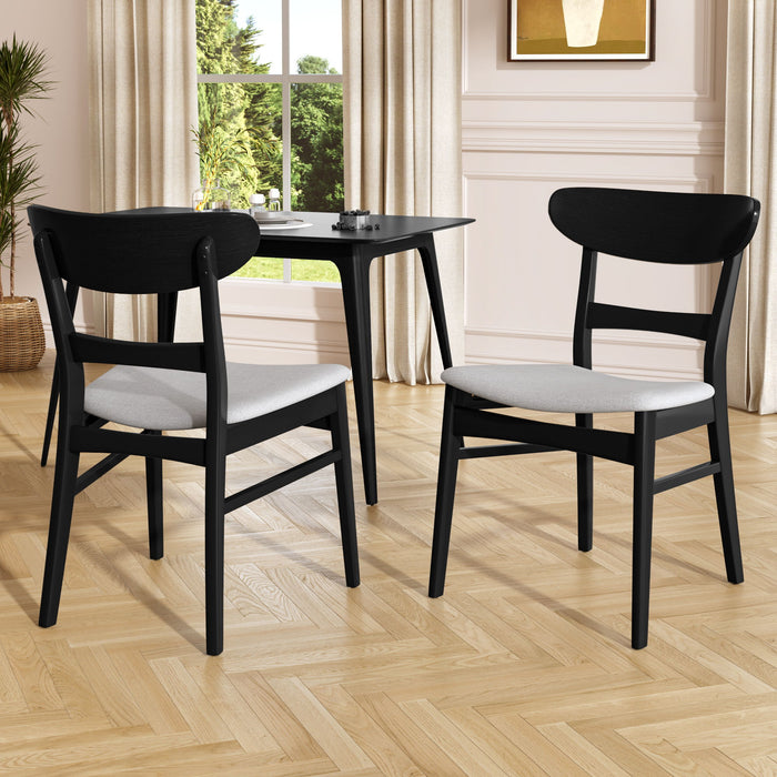 5 Piece Dining Set With 1 Table And 4 Upholstered Chairs - Black / Light Gray
