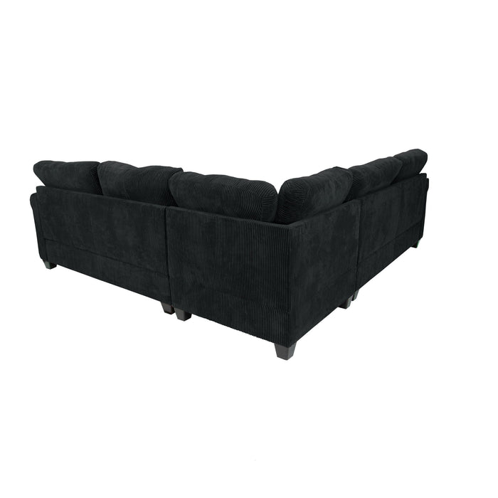 Modern Sectional Set With Corner Wedge, Loveseat, Ottoman & 2 Pillows