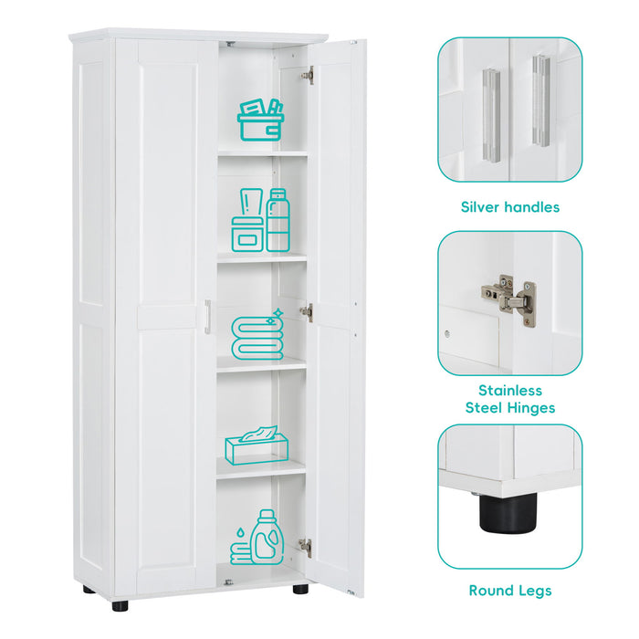 Storage Cabinet With Adjustable Shelves, 2 Doors, Rectangle Design For Bathroom