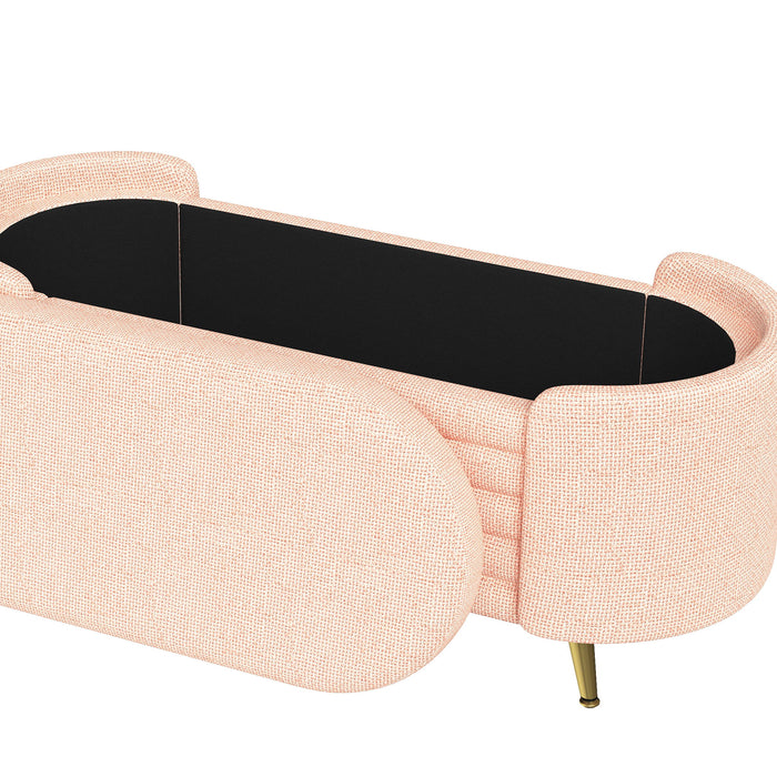 Modern Oval Storage Ottoman With Upholstery