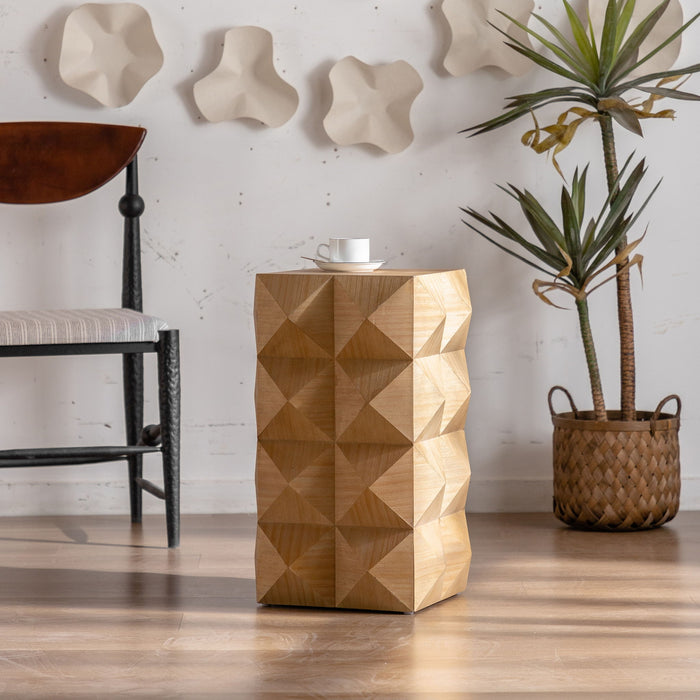 Side Table With 3D Embossed Pattern Design