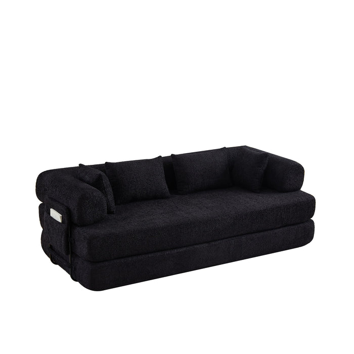 Convertible Sleeper Sofa Bed With Cylindrical Pillow