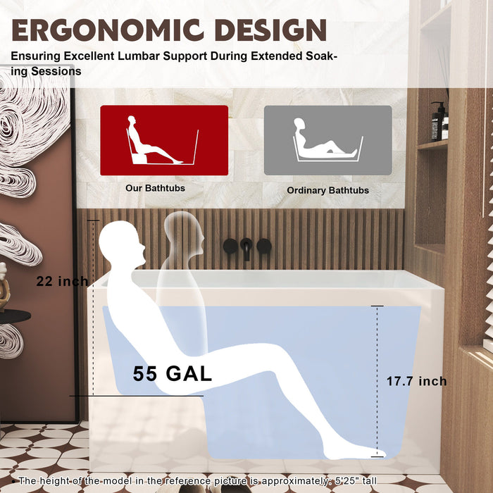 Gloss Freestanding Bathtub With Built In Seat