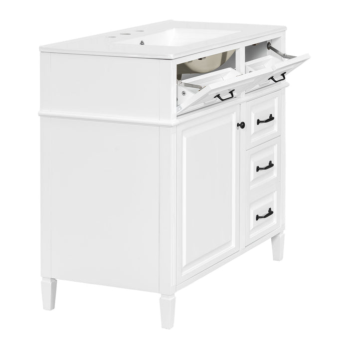 Modern Bathroom Vanity With Sink Top, Flip Drawer Design